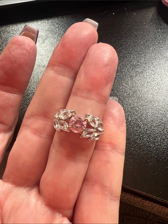 Jewelry - Pink and Clear Crystal Halo Ring - Women Jewelry